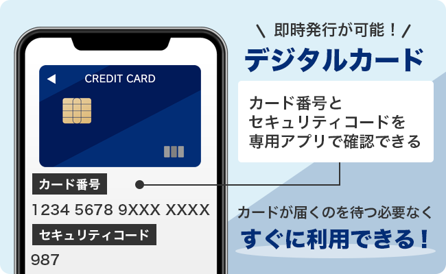 即時発行が可能なデジタルカード